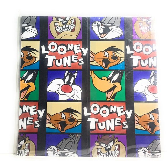 VTG HALLMARK Looney Tunes Gift Wrapping Paper NOS Sylvester Taz speddy gonzales - Picture 1 of 7